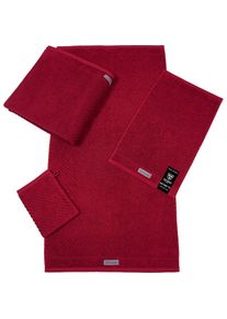 Ross , Waschhandschuh »Smart« Uni-Rippe mit Velourslabel , marsala , Obermaterial: 100% Baumwolle , B/L: 16 cmx21 cm