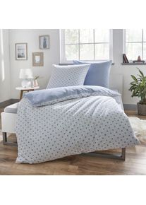 Dyckhoff, Bettw&auml;sche &raquo;Blaue Streublumen&laquo; 2 Stk. tlg. aus Weichfrottier, wei&szlig;-blau, Frottee, Obermaterial: 75% Baumwolle, 25% Polyester, B/L: 135 cm x 