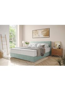 Inosign, Boxbett &raquo;Thor mit Bettkasten, inkl. Matratze, Topseller&laquo; Topper und Zierkissen, in verschiedenen H&auml;rtegraden verf&uuml;gbar, Stripes 8624 blue 