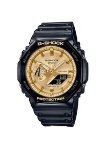Casio G-SHOCK, Damen, Chronograph Quarzuhr, Armbanduhr, Herrenuhr, digital, bis 20 bar wasserd.Resinarmband, schwarz-goldfarben, schwarz-goldfarben, 
