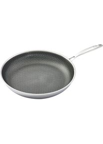 HENSSLERS, Bratpfanne Edelstahl 1 Stk. tlg. 3-Schicht Material, Wabenstruktur und Antihaftbeschichtung, Induktion, edelstahlfarben, &Oslash; 28 cm + H&ouml;he 4 