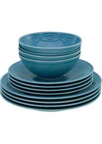 Creatable , Teller-Set &raquo;Orient Mandala&laquo; Speiseteller, Dessertteller und Schalen im Set , blau