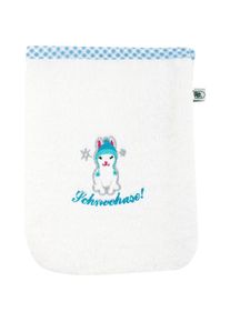 Adelheid , Waschlappen »Schneehase Waschlappen« mit Paspel und Stickerei , weiß , Obermaterial: 100% Baumwolle , B/L: 16 cmx21 cm