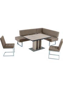 K+w Komfort & Wohnen K+W Komfort & Wohnen, Eckbankgruppe &raquo;Spider II&laquo; Set, 4 Stk. tlg. langer Schenkel 195cm, 2 Freischwinger, Auszugstisch in Breite 120 cm, sand38 +, B/H/