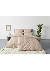 OTTO home , Wendebettwäsche »Nature in Gr. 135x200 oder 155x220 cm« 2 Stk. tlg. Bettwäsche in unregelmäßigem Karo-Muster , hellbeige ,...