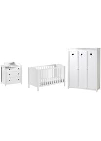 Vipack, Babyzimmer-Komplettset &raquo;Amori 4-tlg. mit Herz-Ornamenten, MDF/Massiv wei&szlig; lackiert&laquo; 4 Stk. tlg., wei&szlig;, wei&szlig;