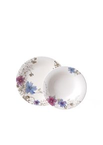Villeroy & Boch Villeroy & Boch, Tafelservice &raquo;Mariefleur Gris Basic&laquo; Made in Germany, Fine China Porzellan, bunt, Fine China-Porzellan, 12 Stk., bunt