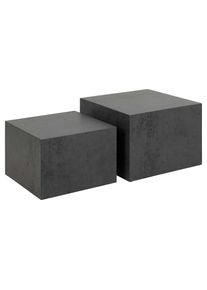 ACTONA GROUP , Couchtisch &raquo;Dice&laquo; Set, Im Set 2 St&uuml;ck, 2 Stk. tlg. Couchtischsatz, Schwartz Ocean rau Papier, 2 stk, 58x58x40cm , Schwartz Ocean rau