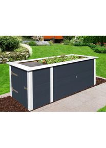 Weka, Hochbeet BxTxH: 205x80x81 cm, mit Anbauschrank, anthrazit/wei&szlig;, Massivholz, B/H/T: 205 cm x 81 cm x 79 cm, anthrazit/wei&szlig;