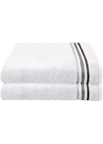 Schiesser , Duschtücher »Skyline Color aus 100 % Baumwolle mit eleganter Streifenbordüre« MADE IN GREEN by OEKO-TEX , Weiß , Obermaterial: 100%...