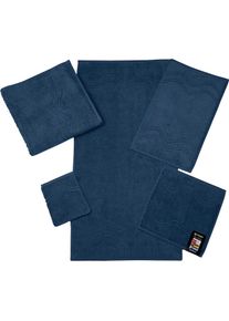 Ross, Waschhandschuh &raquo;Cashmere feeling&laquo; mit Wellen-Bord&uuml;re, nachtblau, Frottier, Baumwolle, B/L: 16 cmx22 cm -6 Stk., nachtblau