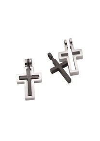 Firetti, Damen, Anh&auml;nger Set &raquo;Multipack Schmuck Geschenk Kettenanh&auml;nger Kreuz unisex&laquo; (Set, 2 Stk. tlg.) Made in Germany, edelstahlfarben-schwarz, 