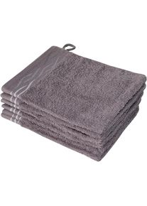 Dyckhoff , Waschhandschuh »Wave« mit Jacquard-Bordüre , grau , Obermaterial: 100% Baumwolle , B/L: 16 cmx21 cm