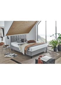 ATLANTIC HOME COLLECTION, Boxbett &raquo;Nikola&laquo; Massivholzf&uuml;&szlig;en, mit / ohne Matratze, in H2 und H3 erh&auml;ltlich, hellgrau, Struktur, hellgrau