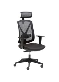 mayer Sitzmöbel Mayer Sitzmöbel , Chefsessel »myWIZARD« () 1 Stk. Flachgewebe höhenverstellbarer Kopfstütze & Armlehnen, Lordosestütze , schwarz + schwarz