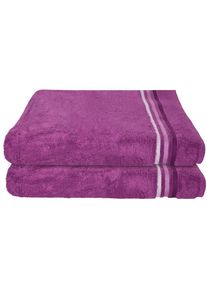 Schiesser , Duschtücher »Skyline Color aus 100 % Baumwolle mit eleganter Streifenbordüre« MADE IN GREEN by OEKO-TEX , Violett , Obermaterial: 100%...