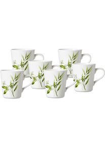 Ritzenhoff & Breker Ritzenhoff & Breker, Becher &raquo;Evora, 6-teilig&laquo; Botanik-Motiv, gr&uuml;n, Porzellan, &Oslash; 8 cm x 10 cm, gr&uuml;n