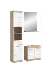 Inosign , Badmöbel-Set »Siena, 3 teilig, bestehend aus:« Set, TOPSELLER!, 3 Stk. tlg. Hochschrank, Waschbeckenunterschrank, Spiegel , Eiche Sonoma...