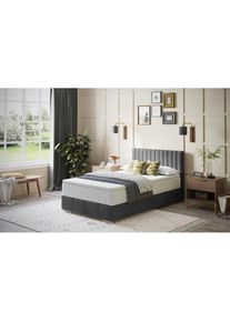 Inosign, Boxbett &raquo;Thor mit Bettkasten, inkl. Matratze, Topseller&laquo; Topper und Zierkissen, in verschiedenen H&auml;rtegraden verf&uuml;gbar, Velvet 96 anthrazit, 