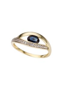 Firetti, Damen, Goldring &raquo;Schmuck Geschenk Gold 333 Damenring Goldring Edelstein Farbstein&laquo; mit Saphir - mit Brillanten, gelbgoldfarben-wei&szlig;goldfarben