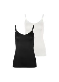 Lascana , Unterhemd Packung, 2er-Pack, 2 Stk. tlg., Spaghettiträger-Top, Unterziehshirt , creme, schwarz , 40/42 , 40/42 , Lascana Spaghettitop im...
