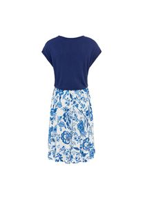 Lascana, Damen, Sommerkleid Seitennahttaschen mit bedrucktem Rock, T-Shirtkleid, Strandkleid, blau-creme bedruckt, N-Gr, 34 -N-Gr, blau-creme bedruckt