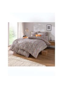 wäschepur wäschepur , Bettwäsche 2 Stk. tlg. , grau-erdbeere-bedruckt , 100% Baumwolle , B/L: 135 cm x 200 cm