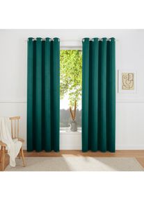my home , Gardine »SOLA« Ösen 1 Stk. tlg. Schal einfarbig, Verdunkelung, 1er oder 2er Set Gardinen , dunkelgrün , Obermaterial: 100% Polyester ,...