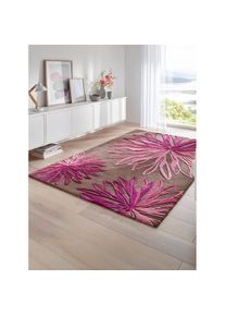 HEINE HOME , Teppich rechteckig 17 mm Höhe , taupe-beere-gemustert , B : 90 cm 1 Stk.