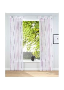 my home, Schiebegardine &raquo;Dimona&laquo; Schlaufen 2 Stk. tlg. 2er-Set, Fertiggardine, inkl. Beschwerungsstange, Wellen, wei&szlig;/beere, Voile, Polyester, 175 cm,