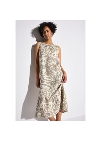 Street One , Volantkleid Ohne Taschen Sommerkleid gemustert und ärmellos aus reinem Leinen , dark moonstone sand , N-Gr , 46 -N-Gr , 46 ,...