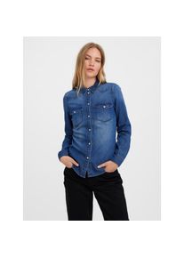 Véro Moda Vero Moda , Jeansbluse »VMMARIA LS DENIM SLIM SHIRT MIX NEW« , medium blue denim , L , L , Lässiges Jeanshemd von VERO MODA