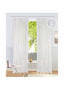 my home, Gardine &raquo;Anna&laquo; Kr&auml;uselband 1 Stk. tlg. Viskose, Polyester, &Auml;ste-Motiv, wei&szlig;, Ausbrenner, Polyester, Viskose, 225 cm, wei&szlig;