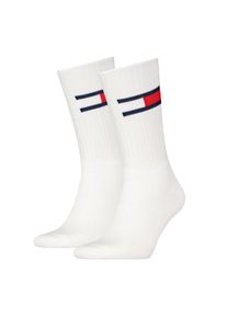 Tommy Hilfiger , Socken »TH UNI TJ SOCK 2P FLAG« 2 Paar, 2 Paar tlg. mit großem Logo , white , 43-46 , 43-46 , Komfortable Frotteesohle für...