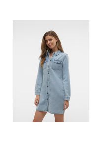 V&eacute;ro Moda Vero Moda, Damen, Jeanskleid &raquo;VMJENNIE LS SHORT DENIM DRESS GA NOOS&laquo; Brusttaschen, Light Blue Denim, N-Gr, XS -N-Gr, Light Blue Denim, Kurzes Denim-