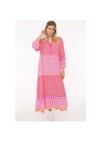 Zwillingsherz , Maxikleid »"Dreams"« Ohne Taschen mit Mustermix, Knopfleiste und 3/4 Arm , Pink , N-Gr , SM (S/M) -N-Gr , SM (S/M) ,...