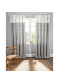 my home , Gardine »Louis« Kräuselband 1 Stk. tlg. halbtransparent, aus Bio-Baumwolle, einseitig bedruckt , grau , Obermaterial: 100% Baumwolle ,...
