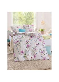 Biberna , Bettwäsche 2 Stk. tlg. , weiß-bedruckt , 100% Baumwolle , B/L: 135 cm x 200 cm