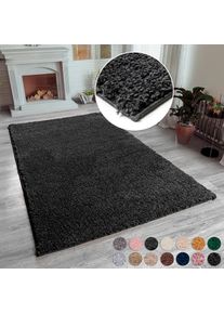 my home, Hochflor-Teppich &raquo;Shaggy 30&laquo; rechteckig 30 mm H&ouml;he Teppich, Uni Farben, besonders weich und kuschelig, Kundenliebling, Grey, Kunstfaser, B : 