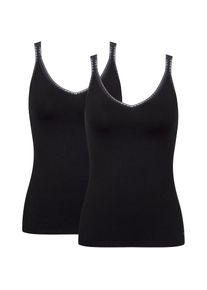 Sloggi , Jugendliche , Unterhemd »GO« 2er Pack, 2 tlg., zarte Spitze, Baumwollmischung, V-Ausschnitt, weich , BLACK , 2 , S -2 , S , Damen-Tops von...