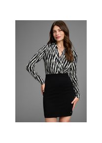 Bruno Banani, Damen, Jerseykleid Ohne Taschen mit eleganter Wickeloptik und Print - NEUE KOLLEKTION, schwarz-gemustert, N-Gr, 46 -N-Gr, schwarz-