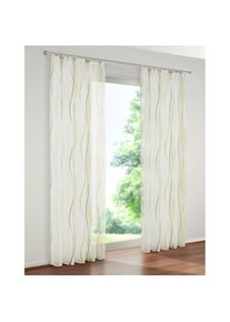 my home, Gardine &raquo;Dimona&laquo; Kr&auml;uselband 2 Stk. tlg. 2er-Set, Bestseller, Polyester, Wellen, creme/gr&uuml;n, Voile, Polyester, 175 cm, creme/gr&uuml;n