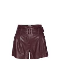 Lascana, Damen, Shorts aus Lederimitat, Kunstleder Shorts, elegant, modisch, bordeaux, N-Gr, 36 -N-Gr, bordeaux, Modische Falten am Bund