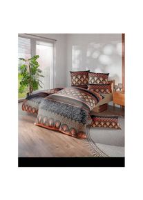 wäschepur wäschepur , Bettwäsche 2 Stk. tlg. , anthrazit-papaya-bedruckt , 100% Baumwolle , B/L: 135 cm x 200 cm