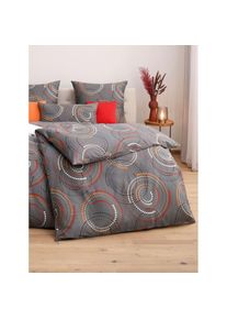 wäschepur wäschepur , Bettwäsche 2 Stk. tlg. , anthrazit-rot-bedruckt , 100% Baumwolle , B/L: 135 cm x 200 cm