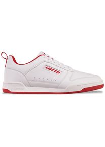 Lotto, Damen, Sneaker - mit wertig eingelassenem Weblogo, WHITE-RED, 36, WHITE-RED, Cleaner Unisex Sneaker im Retro-Look
