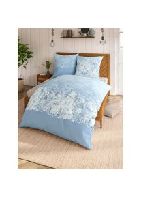 Kaeppel , Bettwäsche 2 Stk. tlg. , hellblau-bedruckt , 100% Baumwolle , B/L: 135 cm x 200 cm