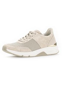Gabor Rollingsoft, Damen, Keilsneaker , Freizeitschuh, Halbschuh, Schn&uuml;rschuh, Logoschriftzug an der Ferse, hellbeige, 37, hellbeige, Keilsneaker mit 