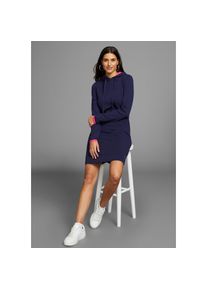 Laura Scott, Damen, Strickkleid Ohne Taschen mit Kontrastfarbakzenten und Kapuze, marine-pink, N-Gr, 46 -N-Gr, marine-pink, Strickkleid von LAURA 