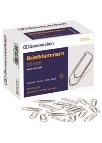 Soennecken, B&uuml;roklammer, B&uuml;roklammer Ausf&uuml;hrung der Form: spitze Form L&auml;nge: 26 mm (1000x)